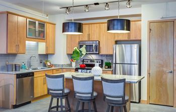 Kitchen with Bright lights at Arcade Apartments, St Louis, MO, 63101